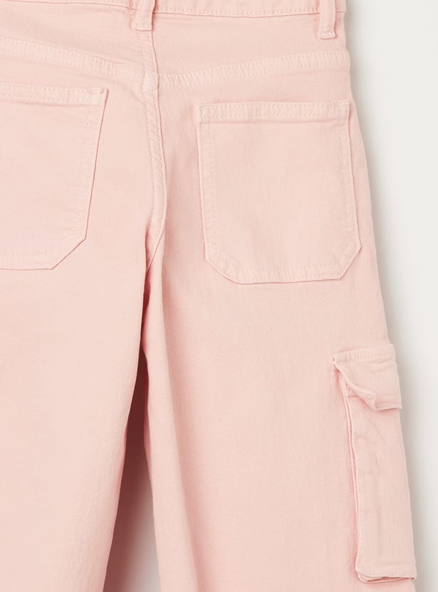 FAME FOREVER Girls Solid Cargo Jeans