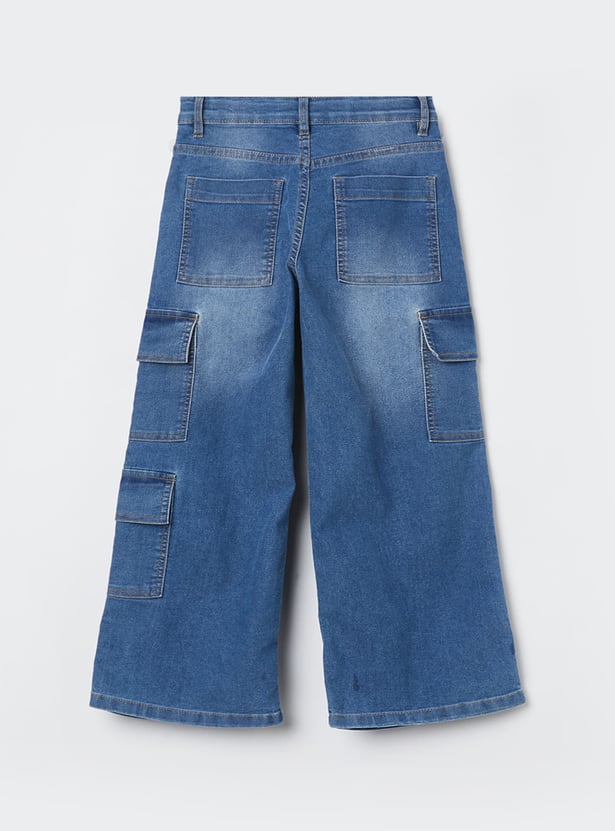 FAME FOREVER Girls Washed Cargo Jeans