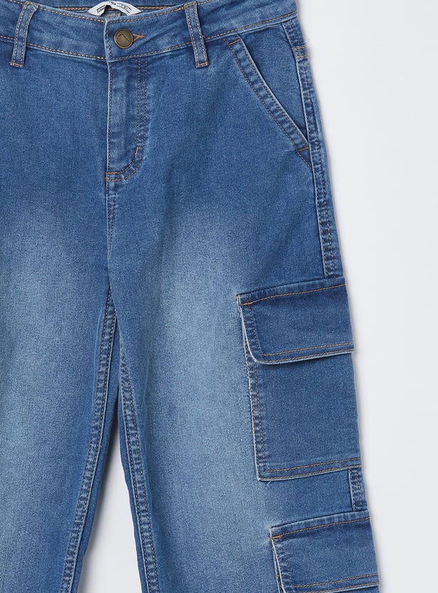 FAME FOREVER Girls Washed Cargo Jeans