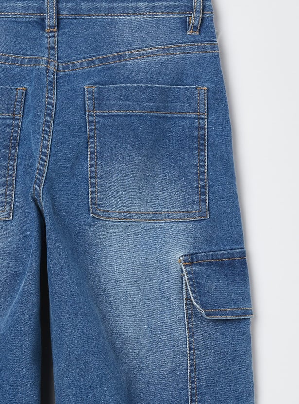 FAME FOREVER Girls Washed Cargo Jeans