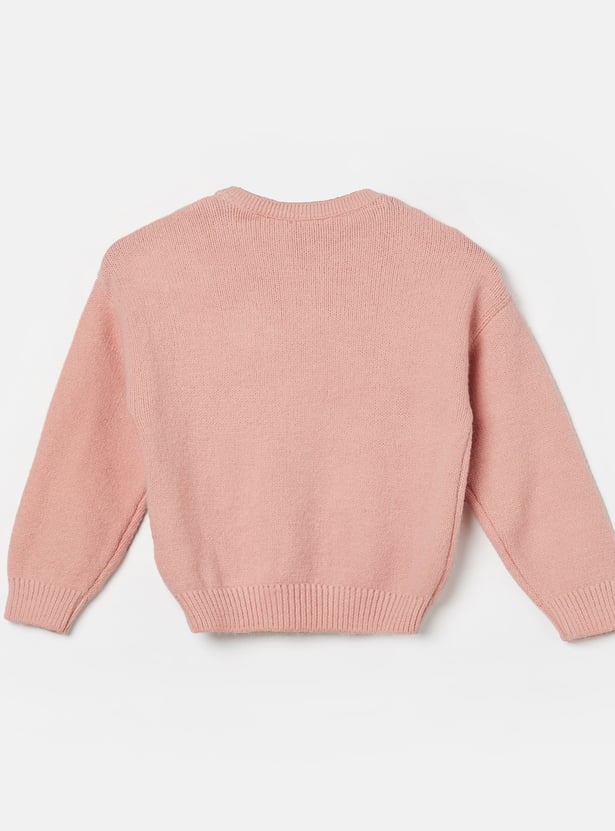 FAME FOREVER Girls Floral Applique Sweater