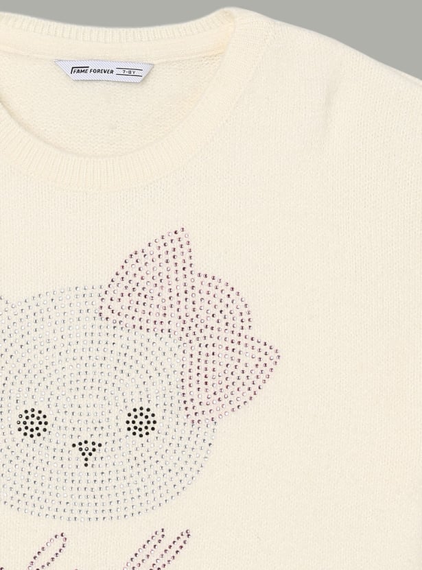 FAME FOREVER Girls Embellished Sweater
