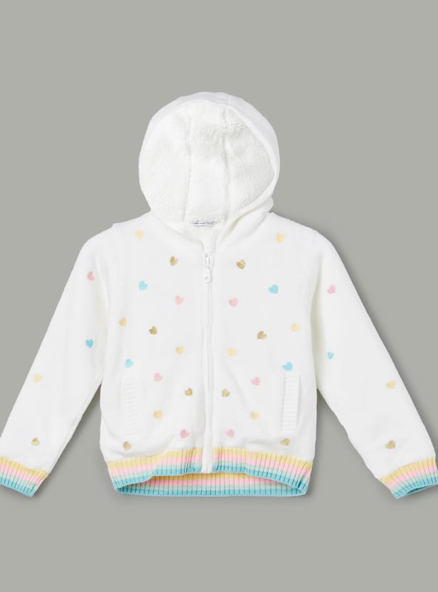 FAME FOREVER Girls Embroidered Hooded Sweater