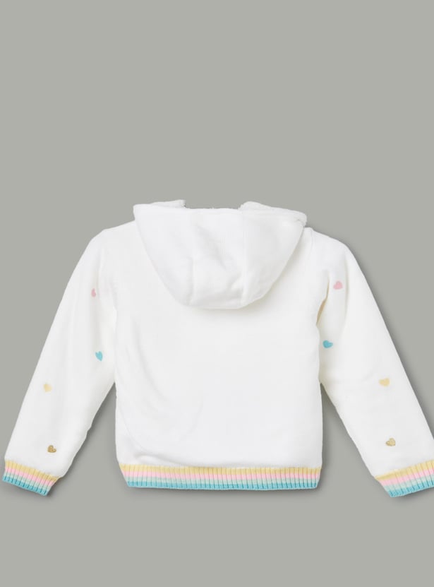 FAME FOREVER Girls Embroidered Hooded Sweater