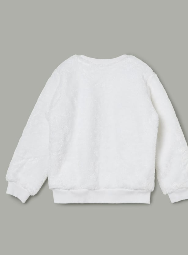 FAME FOREVER Girls Applique Fuzzy Sweatshirt