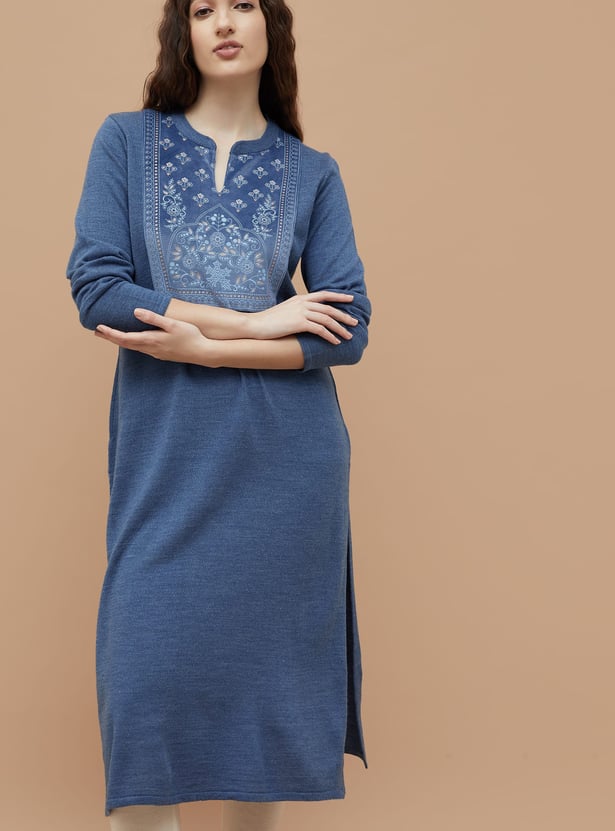 MELANGE Printed Winter Straight Kurta