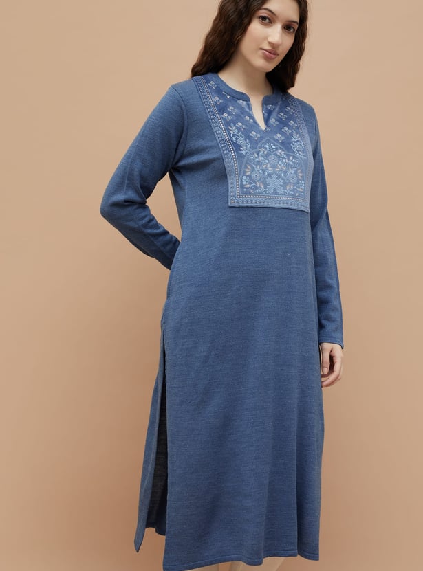 MELANGE Printed Winter Straight Kurta