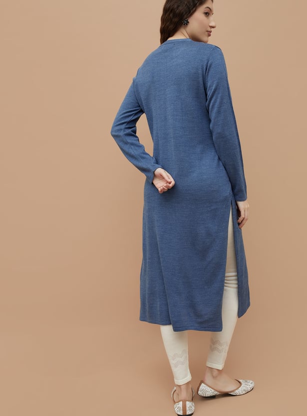MELANGE Printed Winter Straight Kurta