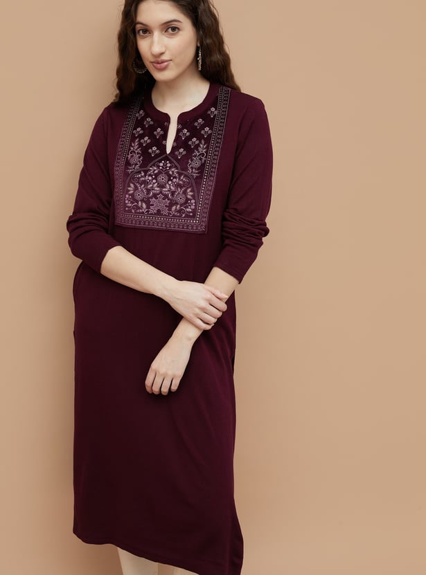 MELANGE Printed Winter Straight Kurta