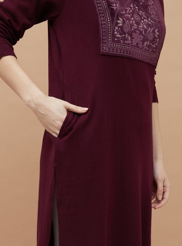 MELANGE Printed Winter Straight Kurta