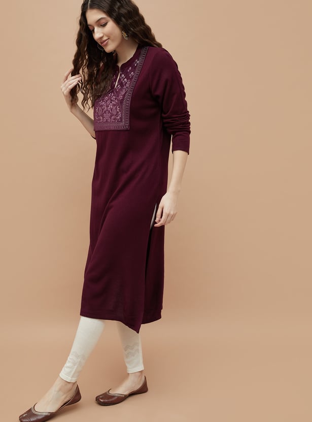 MELANGE Printed Winter Straight Kurta