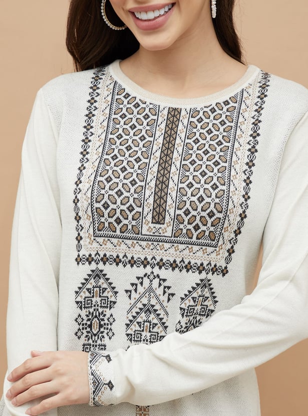 MELANGE Ethnic Motif Straight Winter Kurta