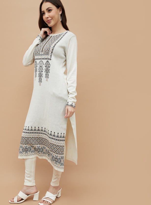 MELANGE Ethnic Motif Straight Winter Kurta