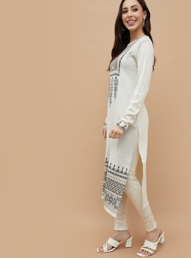 MELANGE Ethnic Motif Straight Winter Kurta