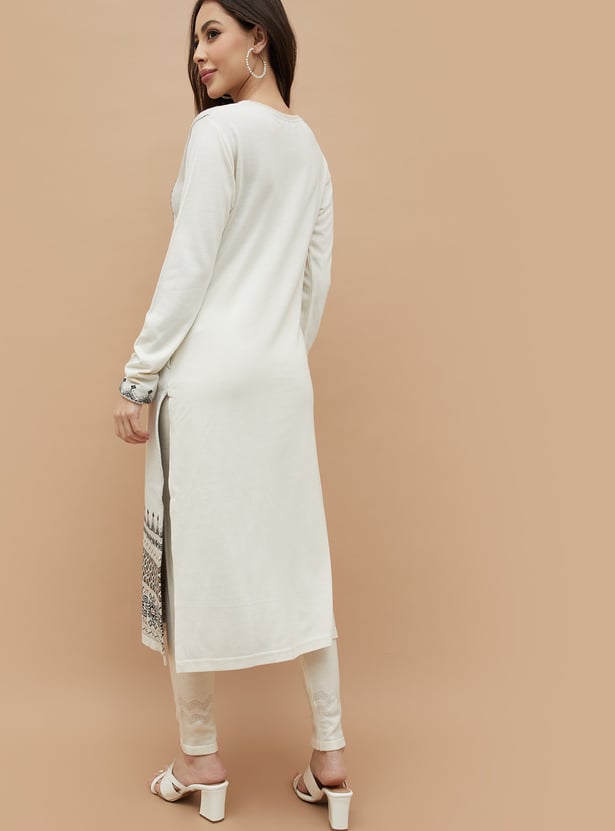 MELANGE Ethnic Motif Straight Winter Kurta