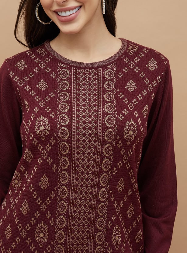 MELANGE Ethnic Motif Straight Winter Kurta
