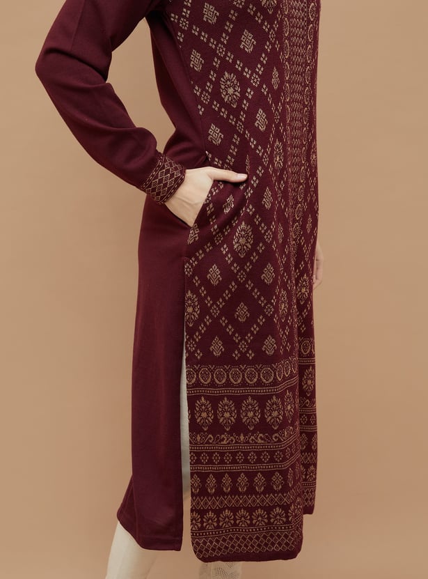 MELANGE Ethnic Motif Straight Winter Kurta