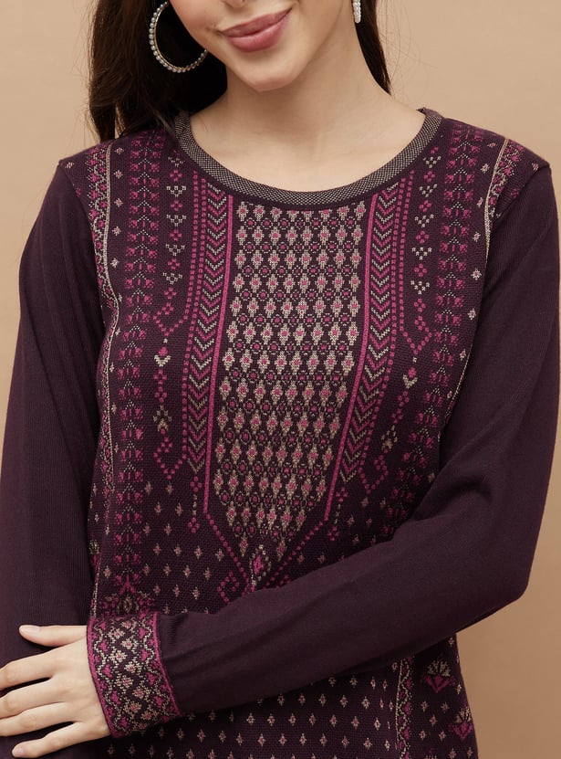 MELANGE Ethnic Motif Straight Winter Kurta
