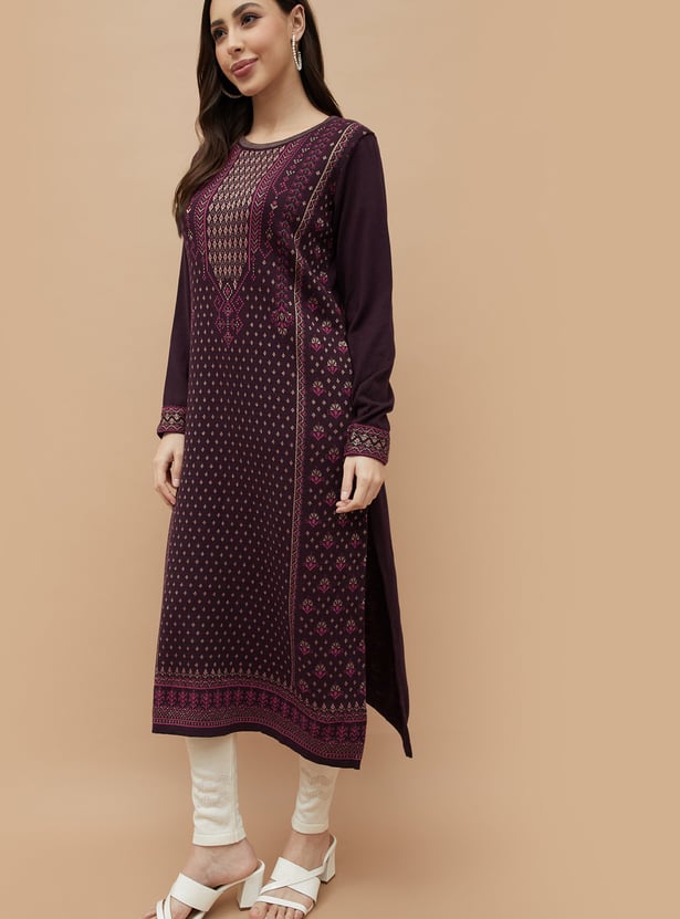MELANGE Ethnic Motif Straight Winter Kurta