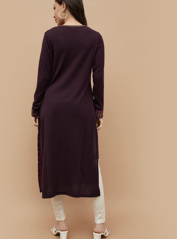 MELANGE Ethnic Motif Straight Winter Kurta