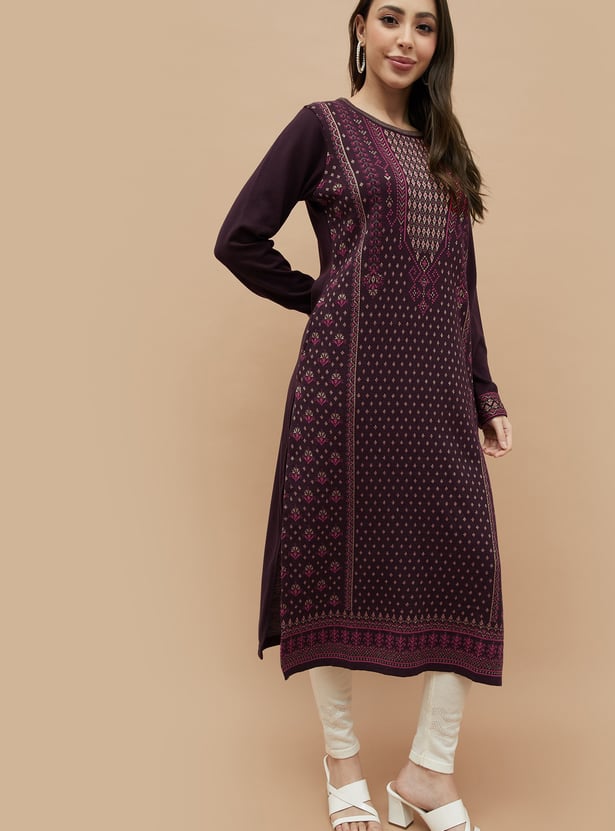 MELANGE Ethnic Motif Straight Winter Kurta