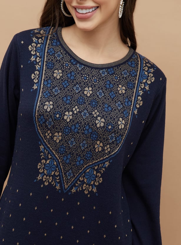 MELANGE Embroidered Straight Winter Kurta
