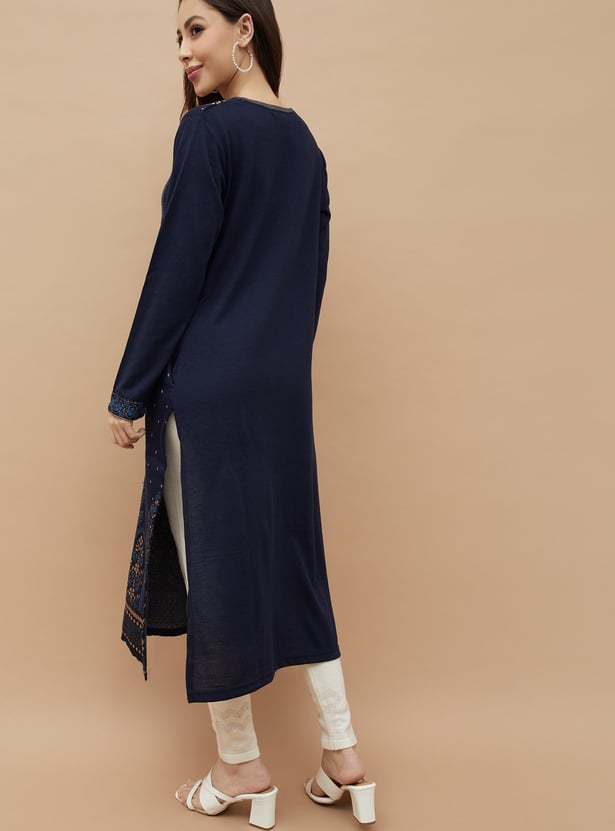 MELANGE Embroidered Straight Winter Kurta