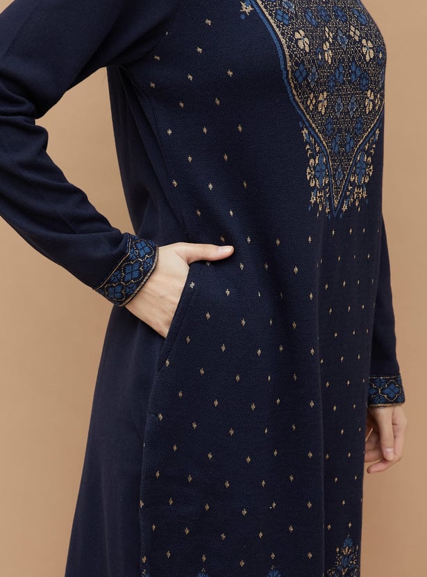MELANGE Embroidered Straight Winter Kurta