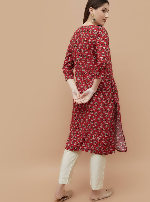 MELANGE Floral Print Straight Kurta