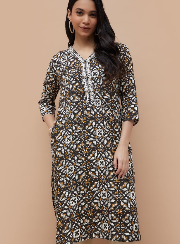 MELANGE Ethnic Motif Straight Kurta