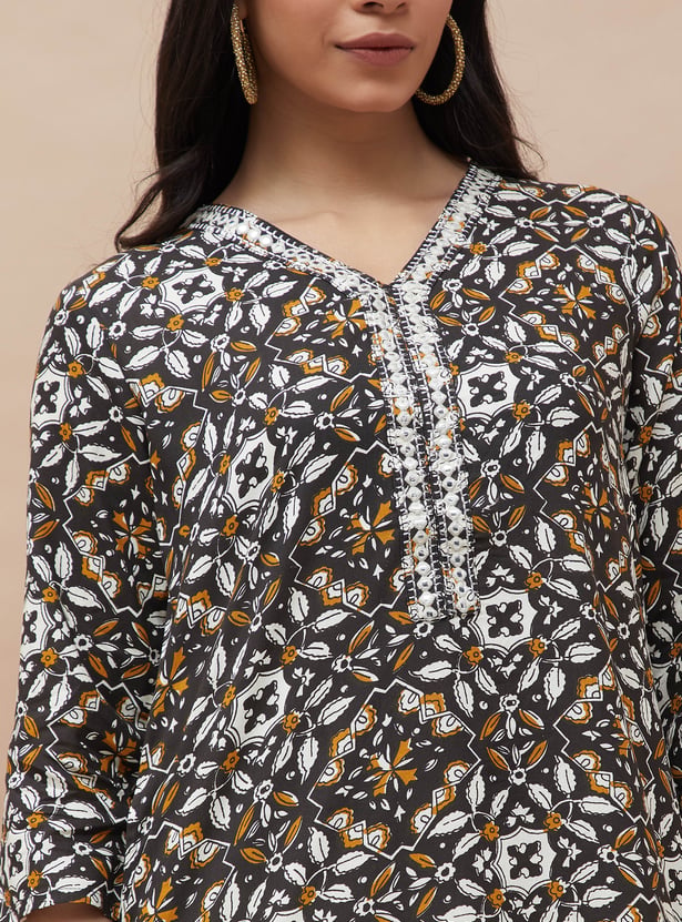 MELANGE Ethnic Motif Straight Kurta
