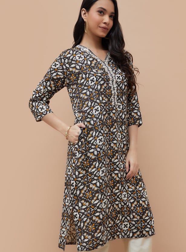 MELANGE Ethnic Motif Straight Kurta