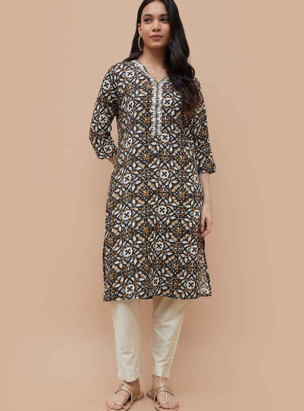 MELANGE Ethnic Motif Straight Kurta