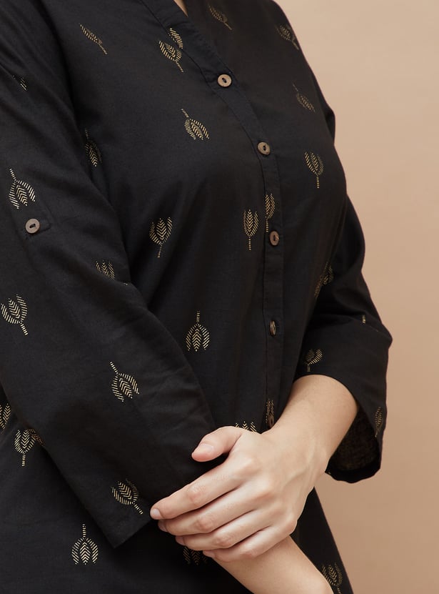 MELANGE Foil Print Straight Kurti