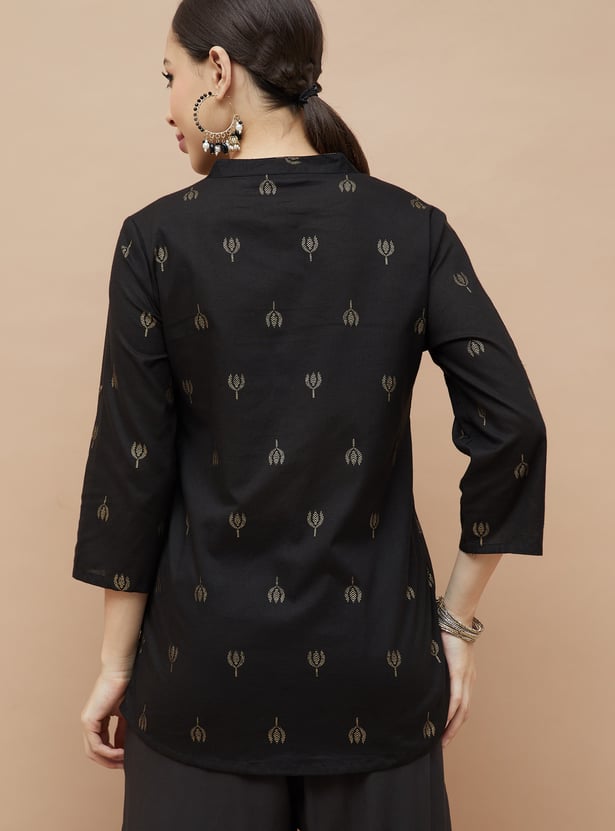 MELANGE Foil Print Straight Kurti