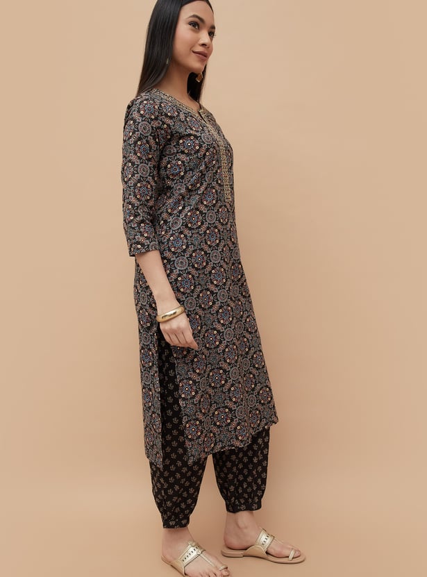 MELANGE Ethnic Motif Printed Straight Kurta Set