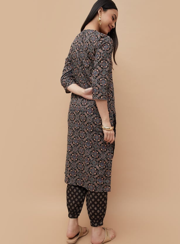 MELANGE Ethnic Motif Printed Straight Kurta Set