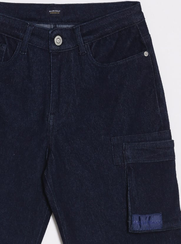ALLEN SOLLY Boys Darkwashed Cargo Jeans