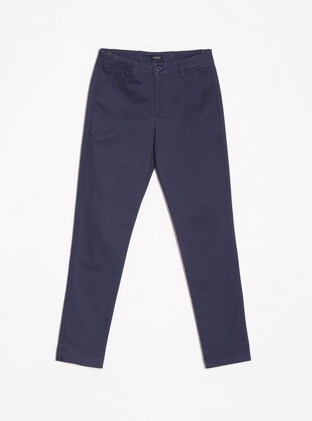 ALLEN SOLLY Boys Solid Slim Fit Trousers