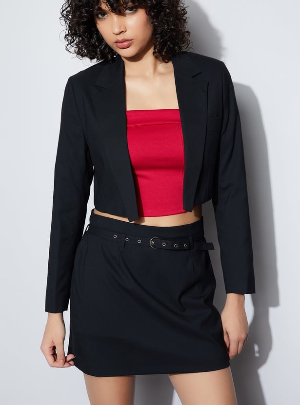 GINGER Solid Cropped Jacket
