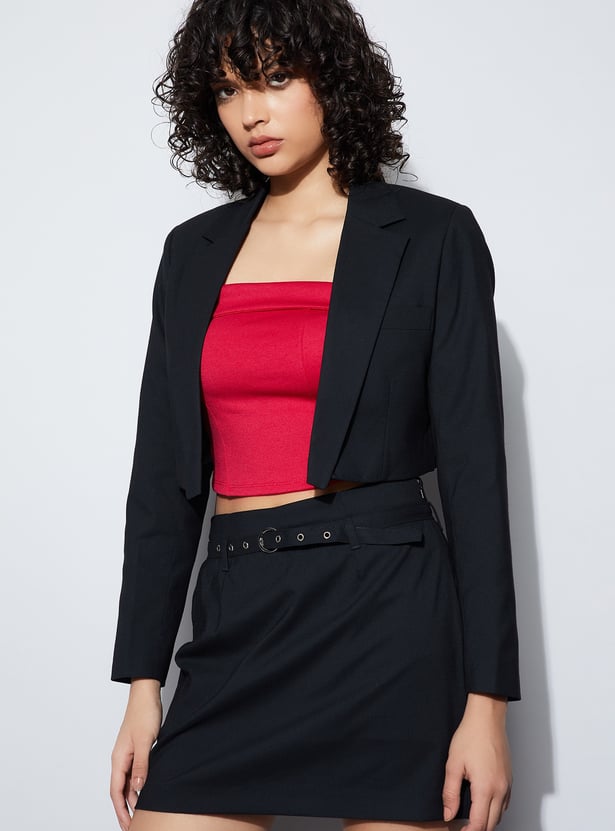 GINGER Solid Cropped Jacket