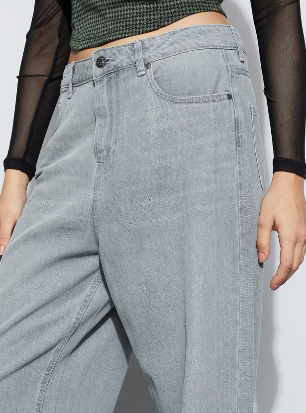 GINGER Stonewashed Wide Leg Jeans