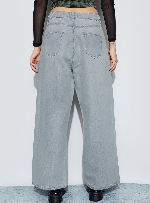 GINGER Stonewashed Wide Leg Jeans