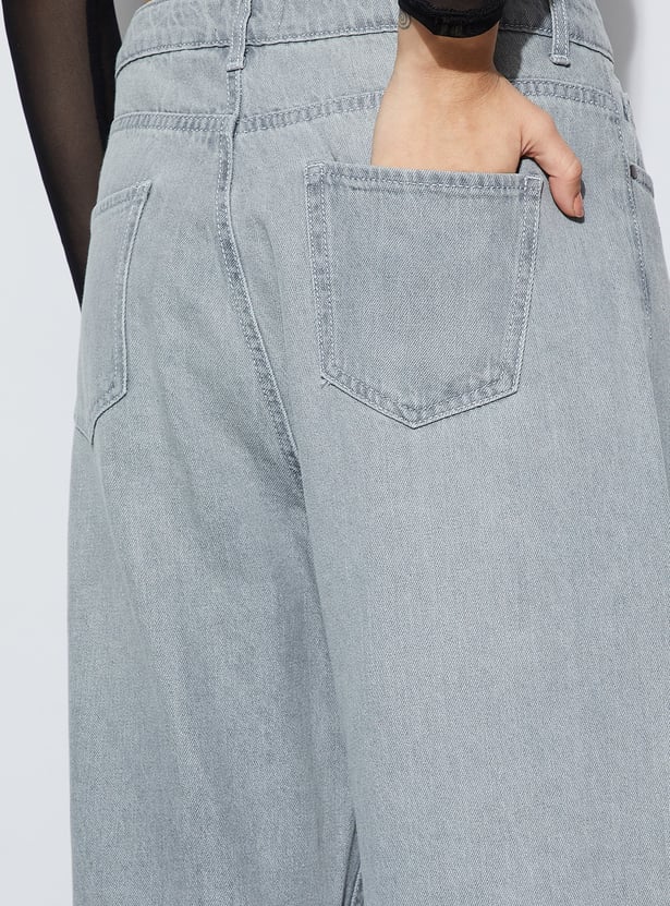 GINGER Stonewashed Wide Leg Jeans