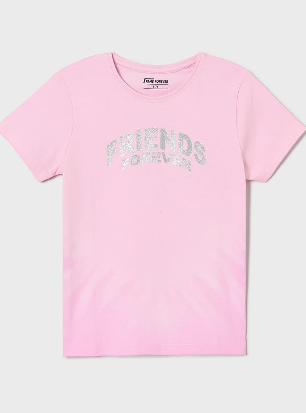 FAME FOREVER Girls Glitter Print T-shirt