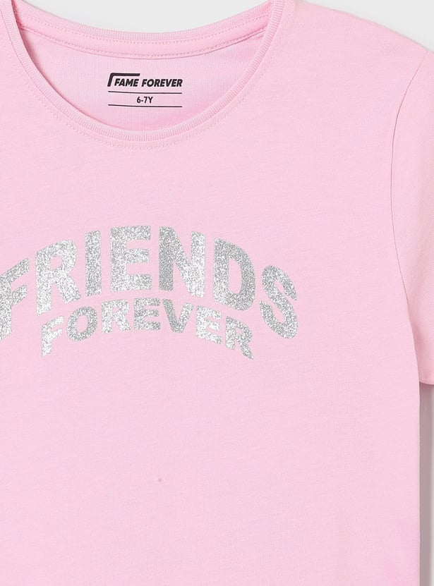 FAME FOREVER Girls Glitter Print T-shirt