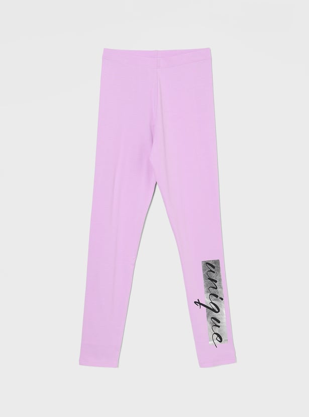 FAME FOREVER Girls Typographic Print Elasticated Leggings