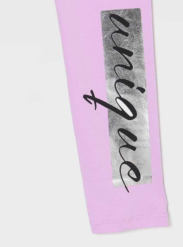 FAME FOREVER Girls Typographic Print Elasticated Leggings