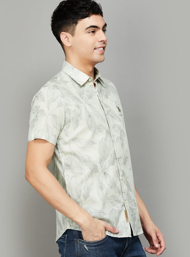 US POLO ASSN Leaf Print Regular Fit Shirt
