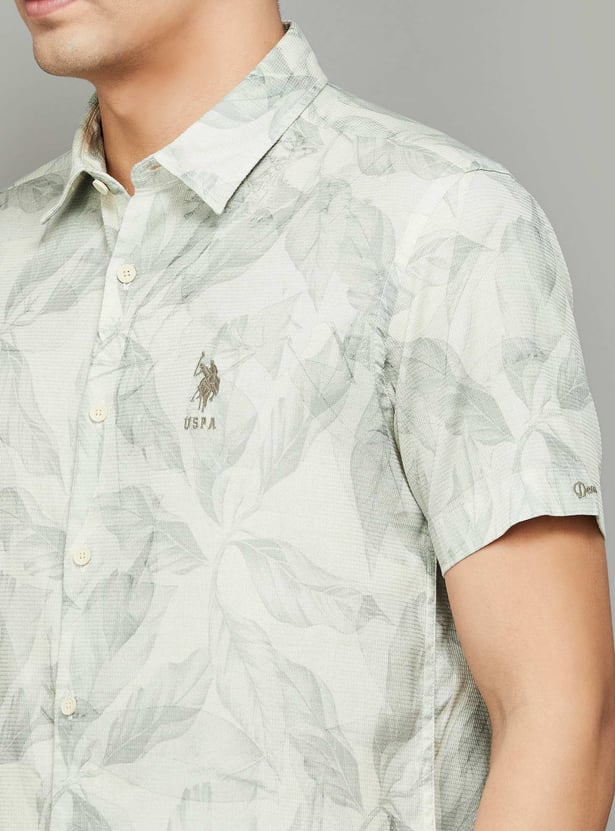 US POLO ASSN Leaf Print Regular Fit Shirt